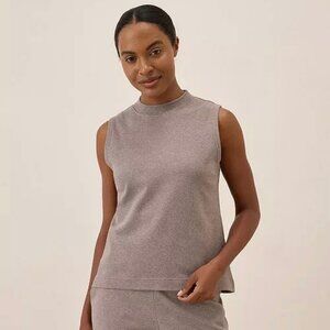 New Pact Women’s Organic Cotton Airplane Mock Neck Shell Deep Taupe Heather XXL